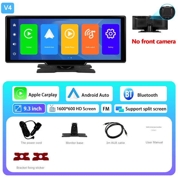 6.86" /9.3" Car Mirror Video Recording Wireless Carplay Monitor Android Auto Dashboard DVR GPS Navigation Carplay Screen