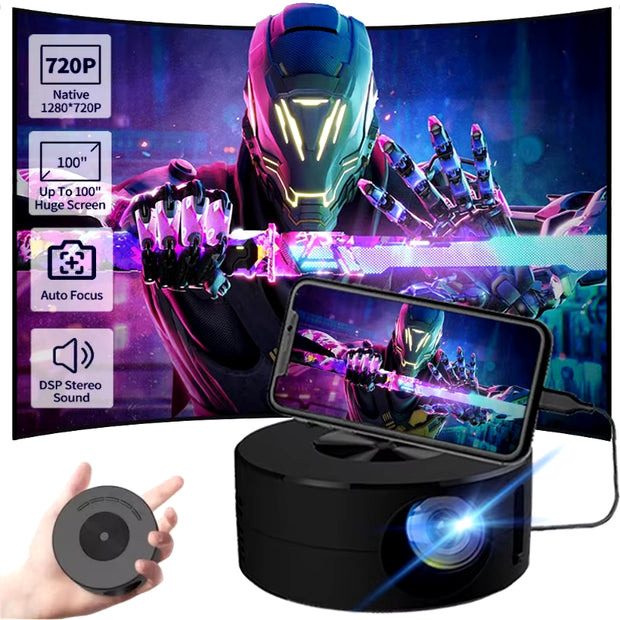 YT200 Smart Projector LED HD Projetor Supports Decoding 1080P Videos Auto Focus Android Home Cinema Outdoor Portable Projetor